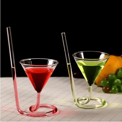 Creative Glass Spiral Cocktail Glass Rotating Wine Glass Straw Cup