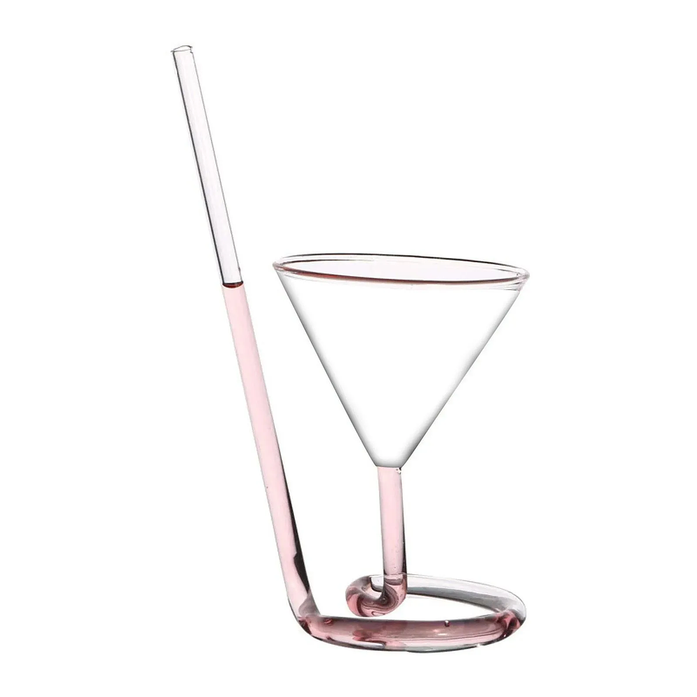 Creative Glass Spiral Cocktail Glass Rotating Wine Glass Straw Cup