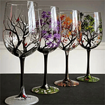 Four Seasons Tree Wine Glasses Unique Hand Painted Wine Glass Gift Durable Design