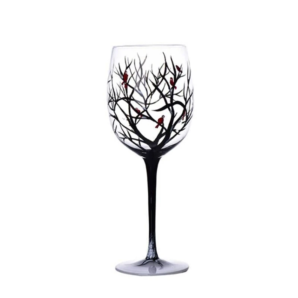 Four Seasons Tree Wine Glasses Unique Hand Painted Wine Glass Gift Durable Design