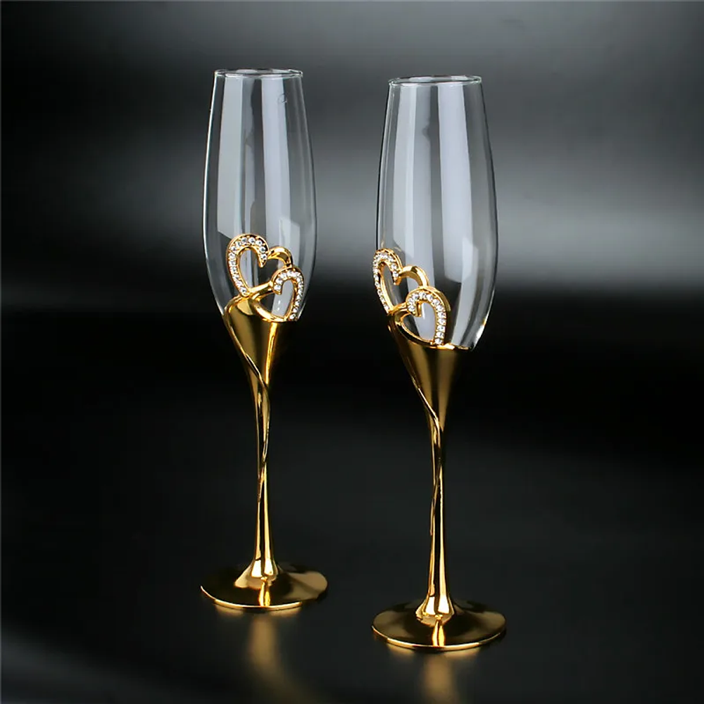 200ml Crystal Champagne Glasses Couple Wedding Gift Party Glass Crystal Glasses Golden Wine Glasses Set