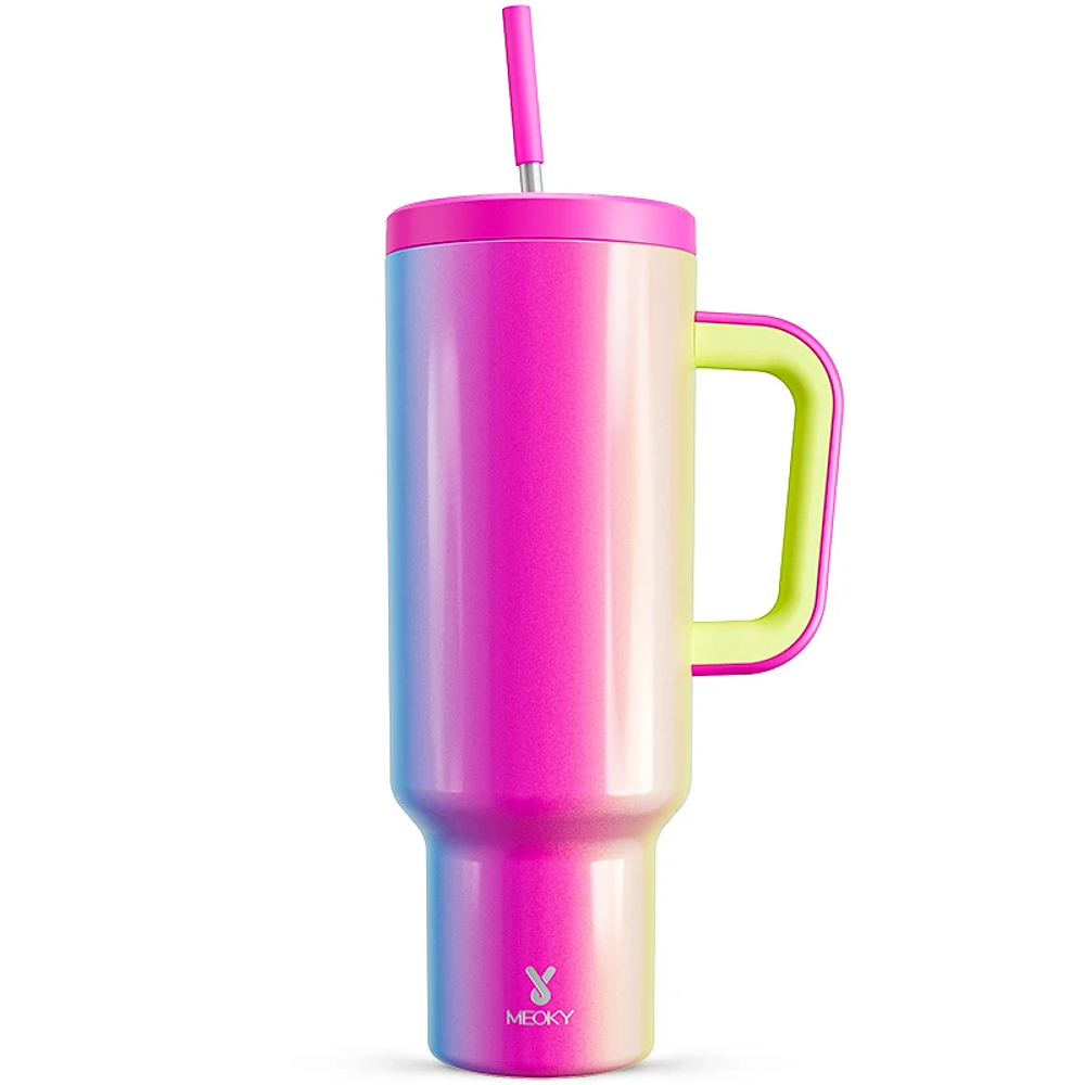 50oz Cup Meoky Large Capacity Vacuum Straw Cup with Lid Handle Stainless Steel Mug Water Bottle for Travel Active Lifestyle