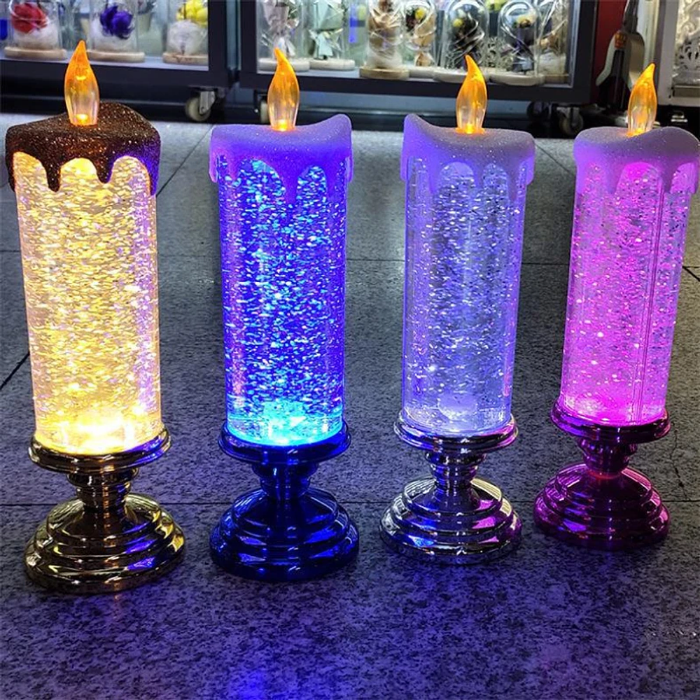 Fantasy LED Candle Lights 7-color Gradient Crystal Electronic Candle Atmosphere Decorations