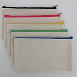 Blank DIY Canvas Bag Cosmetic Makeup Pouches Pencil Zipper Bag Storage Organizer Travel Toiletry School Stationery Supplies