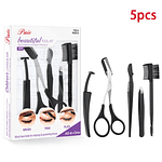 Black Eyebrow Trimming Scissors Stainless Steel Tweezers Eyebrow Scraping Eyebrow Comb Razor Eyebrow Clip Makeup Tools Sets