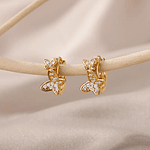 Fashion Shiny Zircon Butterfly Hoop Earrings Exquisite Simple Cubic Zirconia Earrings Statement Jewelry