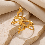 Fashion Butterfly Ring Gold Color Stainless Steel Adjustable Finger Ring Jewelry