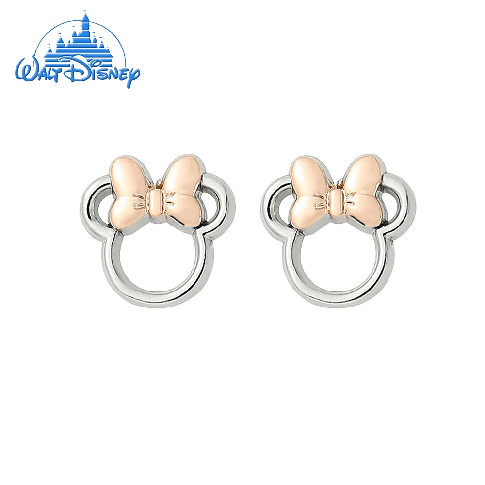 Disney Minnie Mouse Earrings Two Tone Silhouette Silver Plated Jewelry Ear Piercing Accessories