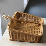 Rectangular Rattan Serving Tray Woven Wicker Basket Bathroom Tray Woven Bread Baskets With Handles Storage Basket For Parties