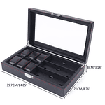 9/15/24 Grid Jewelry Box Jewelry Collection Storage Box Leather Watch Glasses Display Case Sunglasses Storage Holder