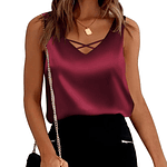 Womens Satin Tank Top Strap Basic Summer Shirt Casual V Neck Sleeveless Blouses Loose Clothes Fashion Tops