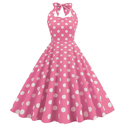 Sexy Retro Polka Dot Halter Dress Audrey Hepburn 50s 60s Vintage Dress Pin Up Rockabilly Dress Womens Clothing