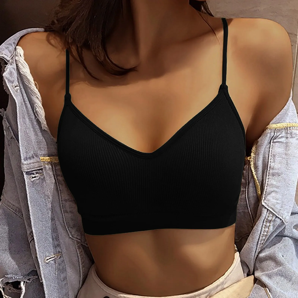 Sports Bras For Woman V Neck Top Vest Soild Traceless Bras Ladies Underwears Sport Thin Bralette Womens' Langerie Ropa De Mujer