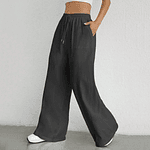 Womens Wide Leg Pants Drawstring Elastic Waist Loose Palazzo Pants Solid Casual Sweatpants Fashion Straight Leg Trousers