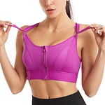 Womens Front Zipper Top Sports Bras Shockproof Fitness Push up Athletic Running Sport Bras