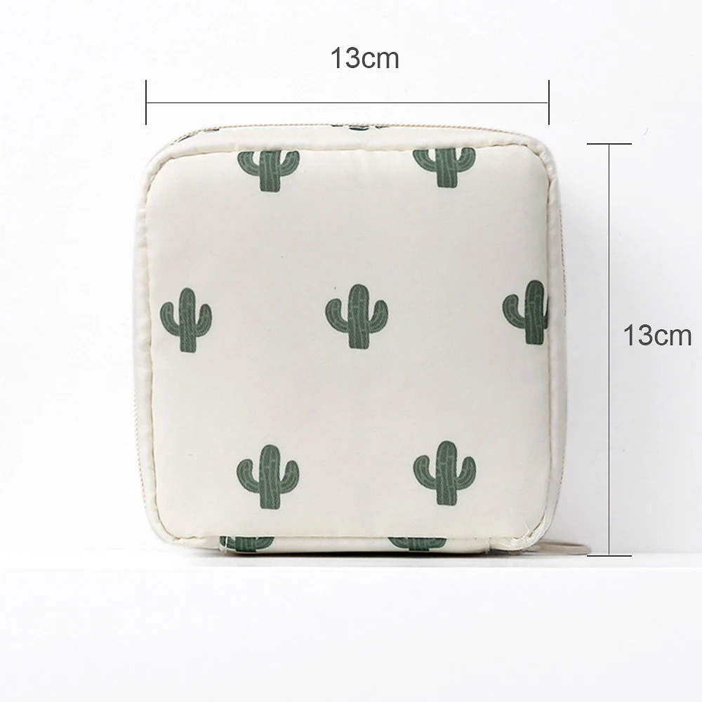 Women Portable Sanitary Napkin Tampon Storage Bag Cotton Travel Makeup Storage Bag Literary Zipper Coin Purse