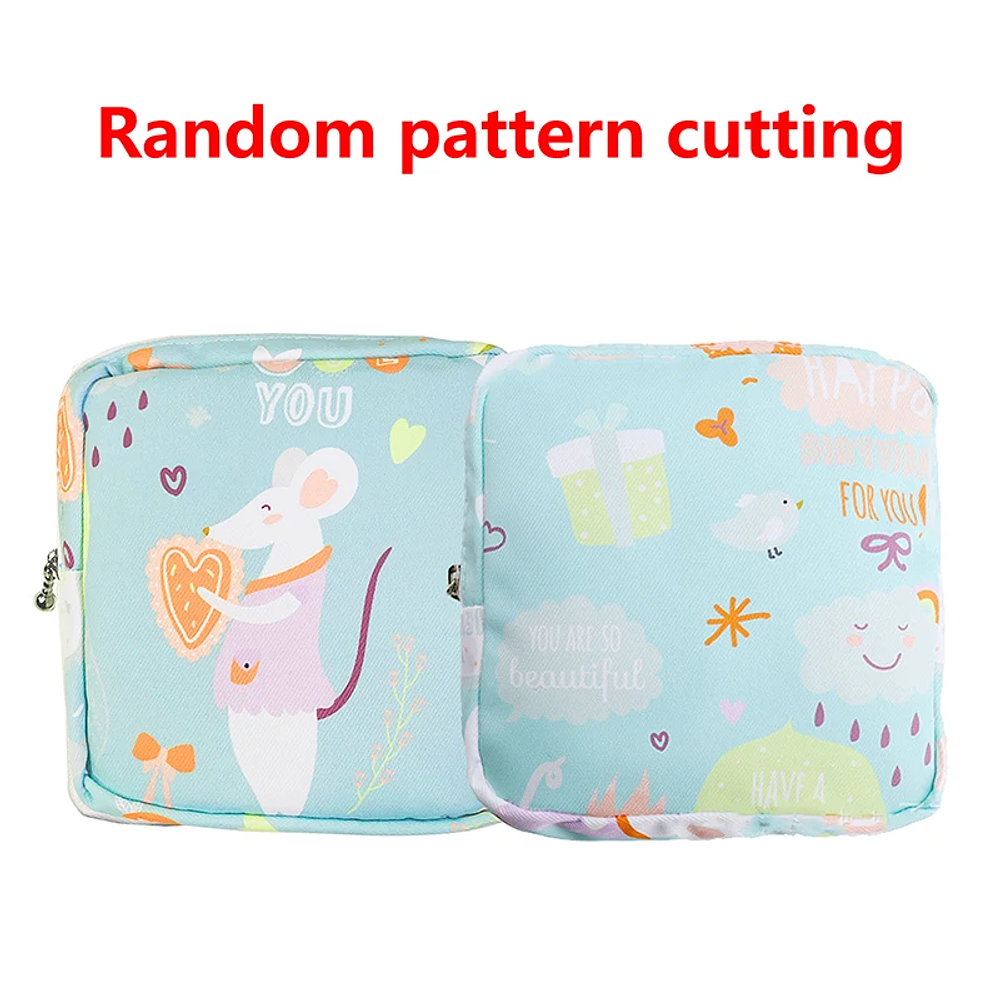 Women Portable Sanitary Napkin Tampon Storage Bag Cotton Travel Makeup Storage Bag Literary Zipper Coin Purse