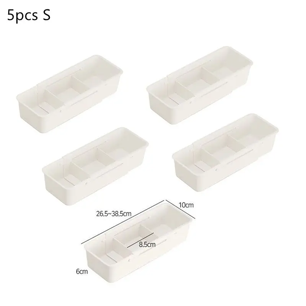 Adjustable Drawer Organizer Living Room Kitchen Bedroom White Sliding Multi-Purpose Organizer Box Sundries Divider Holder