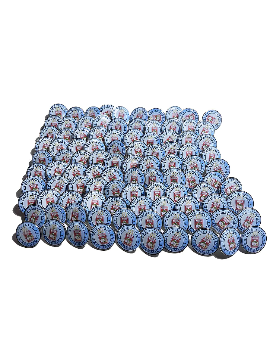 Pin REDONDO CON DOMO DE RESINA personalizados 2
