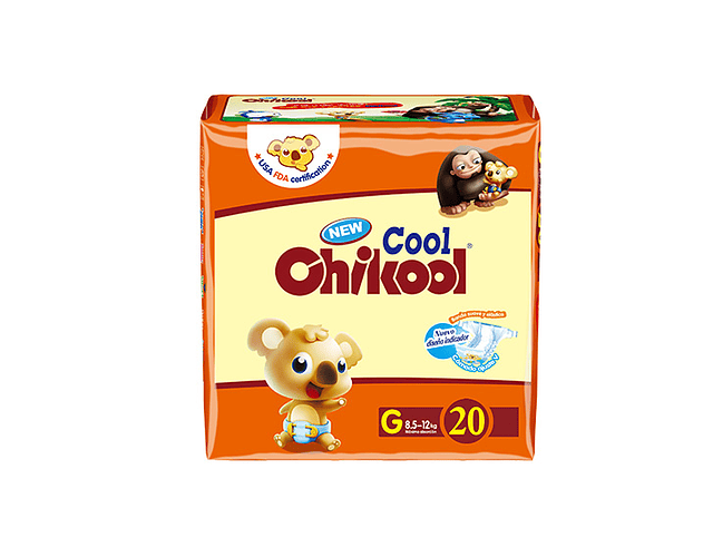 Pañales Chikool Cool Talla G Pack 160 Un (8 paquetes x 20 unidades)