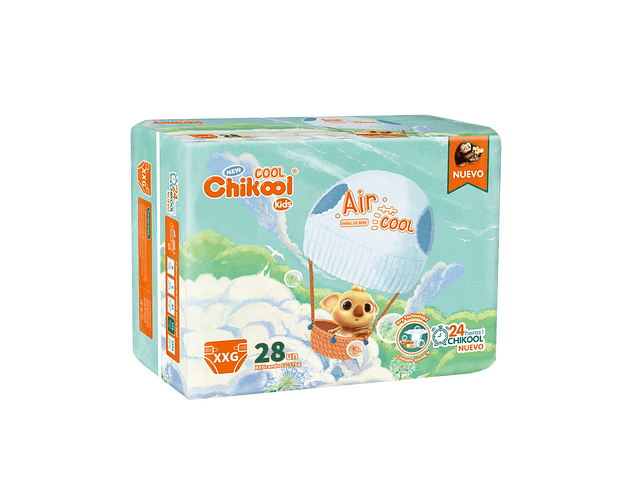 Pañales Chikool Cool Talla XXG Pack 168 Un (6 paquetes x 28 unidades)