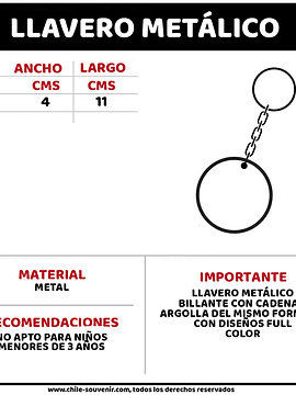 Llavero metálico Chile letras