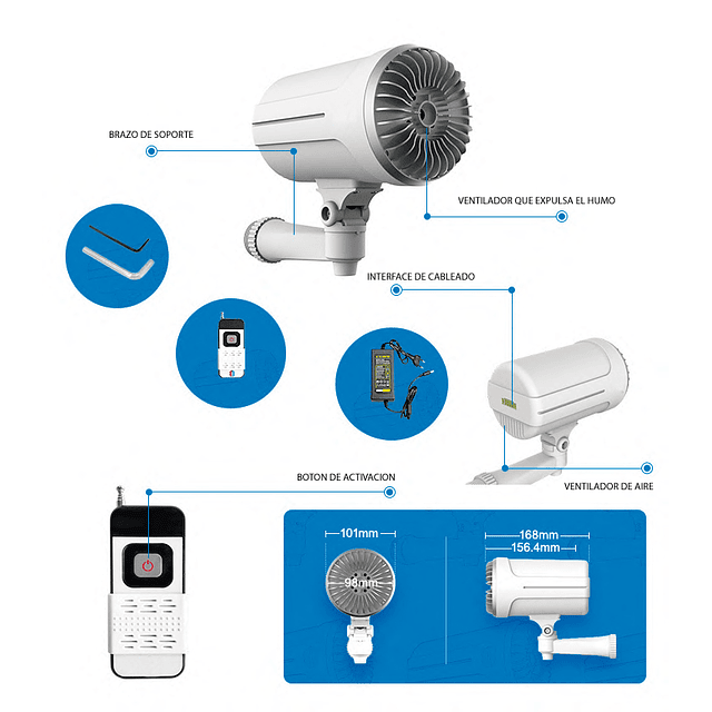 Máquina de Humo Antirrobo Cero Visión + Luz Estroboscópica