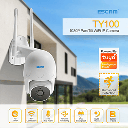 Cámara IP WiFi 2MP, Escam IR 20M PTZ IP66