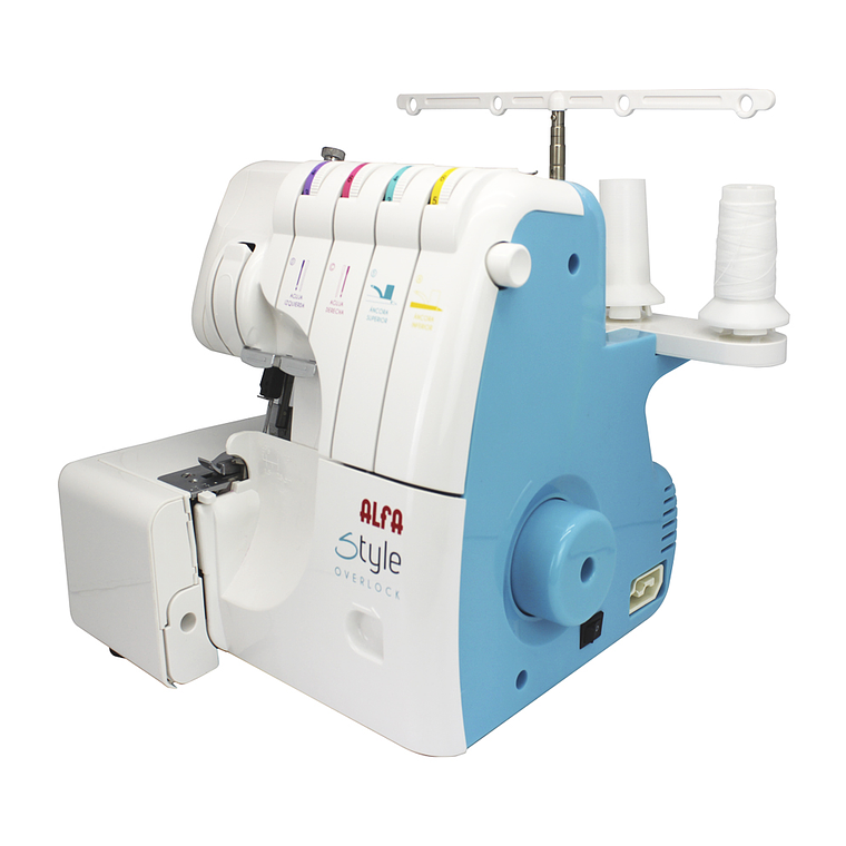 OVERLOCK ALFA MOD 8708 - Maquina de 4 Hilos, Brazo Libre, Velocidad 1200 ppm 1
