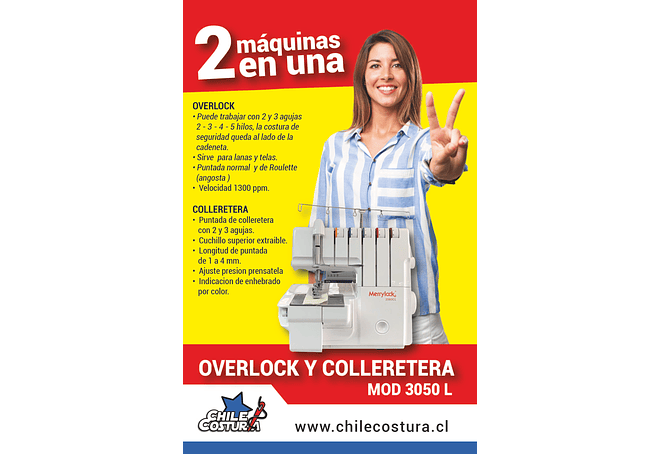 Máquina Overlock + Colleretera Merrylock 3050