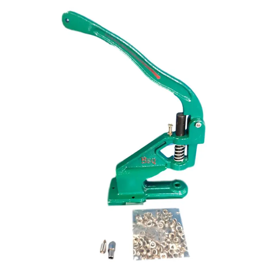 Pack Remachadora Ojetilladora + Matriz 1/4 + 100 Ojetillos 1/4 | Hierro Fundido 1,2 kg | Cuero Tela Plástico | Costura Marroquinería Manualidades 1