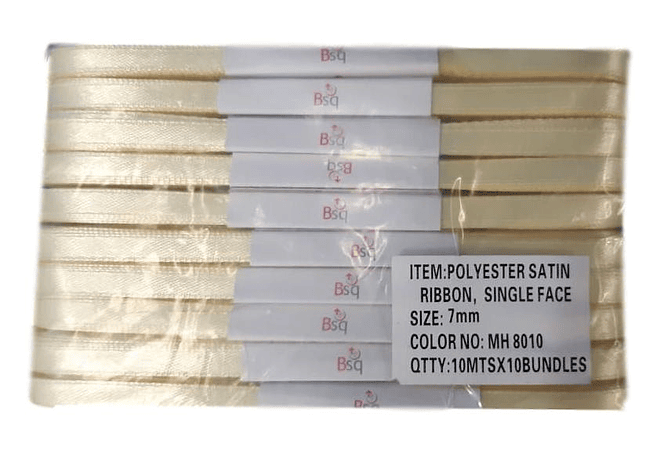 CINTA SATIN AMARILLO PALIDO BSQ 7 MM  X 100 MT