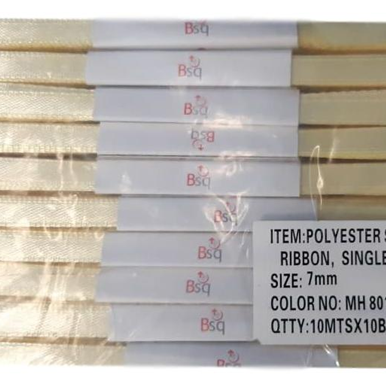 CINTA SATIN AMARILLO PALIDO BSQ 7 MM  X 100 MT 1