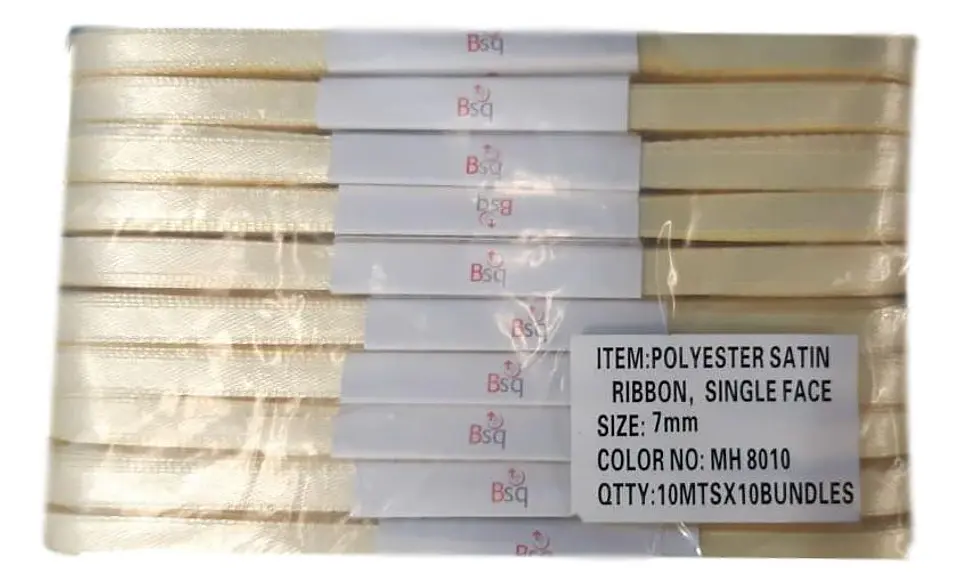 CINTA SATIN AMARILLO PALIDO BSQ 7 MM  X 100 MT 1