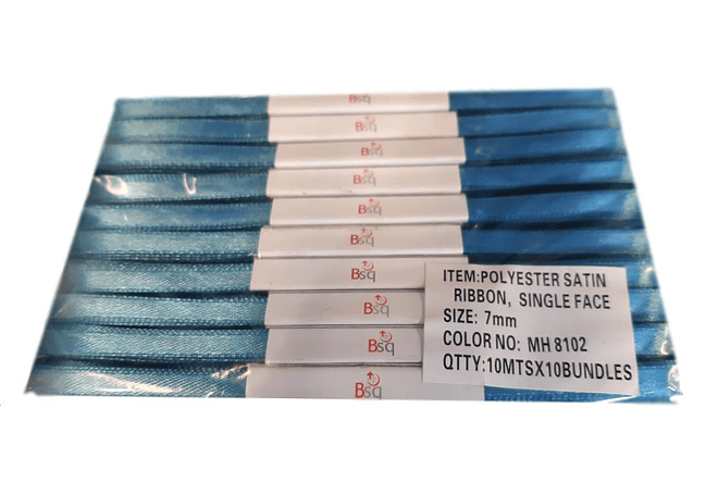 CINTA SATIN AZUL PAQUETE VELA  BSQ 7 MM  X 100 MT