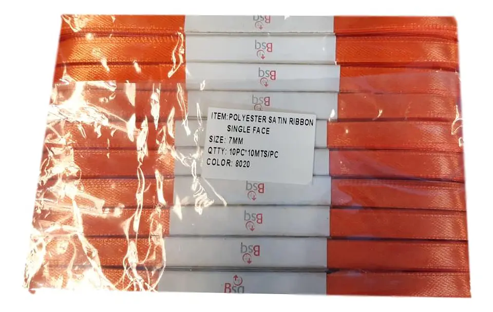 CINTA SATIN NARANJA  BSQ 7 MM  X 100 MT 1