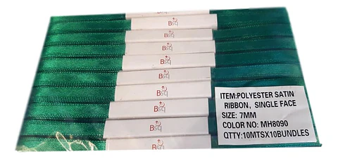 Cinta Satin Verde Pino BSQ 7 mm x 100 mt