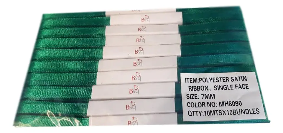 CINTA SATIN VERDE PINO  BSQ 7 MM  X 100 MT 1