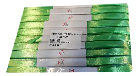 Cinta Satin Verde Pistacho BSQ 7 mm x 100 mt