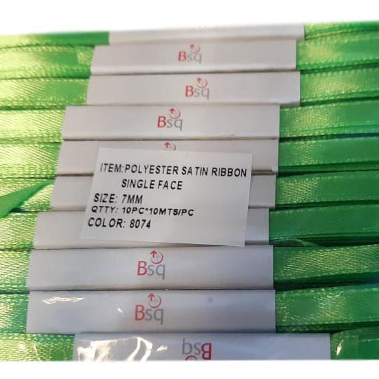 CINTA SATIN VERDE PISTACHO  BSQ 7 MM  X 100 MT 1