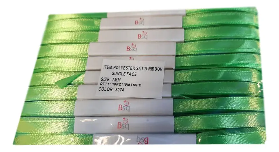 CINTA SATIN VERDE PISTACHO  BSQ 7 MM  X 100 MT 1