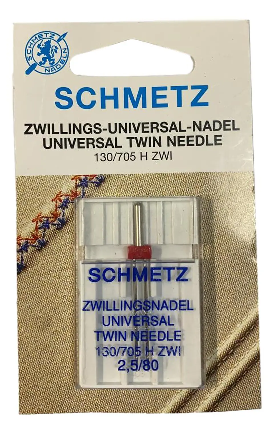 Aguja Schmetz Doble 2.5mm para Maquinas Toyota Brother Janome 1