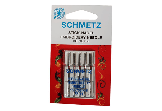 Aguja Schmetz 130/705 H-E #75 para Bordadoras - 5 Unidades