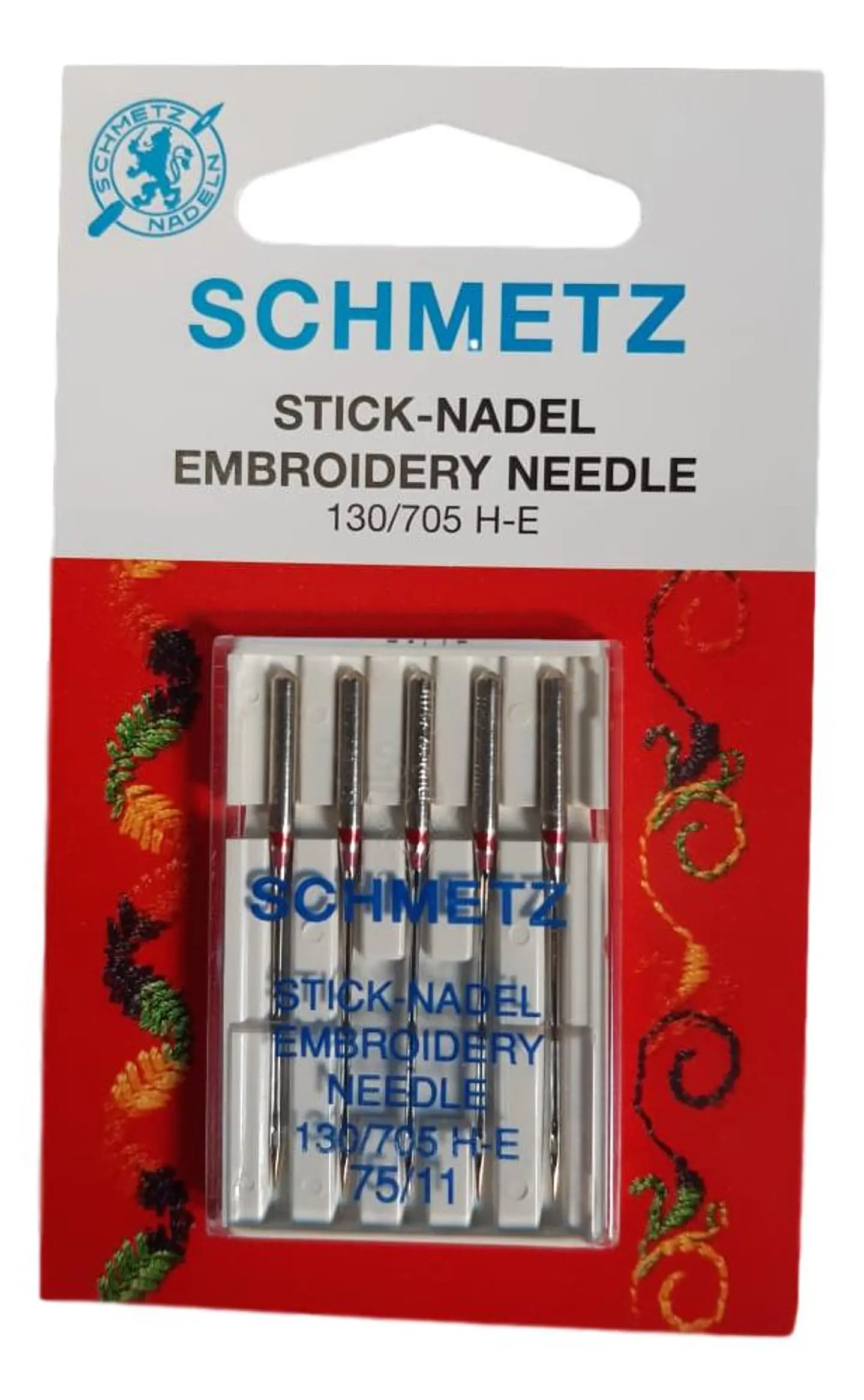 Aguja Schmetz 130/705 H-E #75 para Bordadoras - 5 Unidades 1