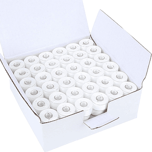 CARRETEL PREBOBINADO CON HILO PARA BOBINA COLOR BLANCO 144 PCS / CAJA