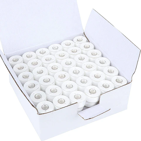 CARRETEL PREBOBINADO CON HILO PARA BOBINA COLOR BLANCO 144 PCS / CAJA