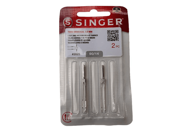 AGUJA SINGER 2025 GEMELA 3 MM -   EN BLISTER 2 UNID