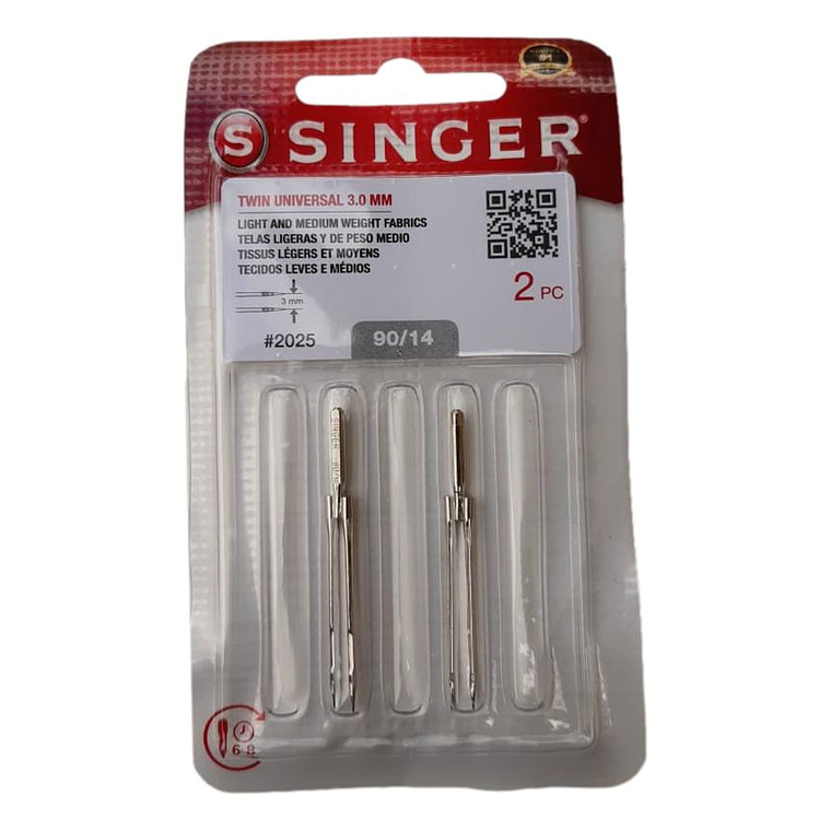 AGUJA SINGER 2025 GEMELA 3 MM -   EN BLISTER 2 UNID 1