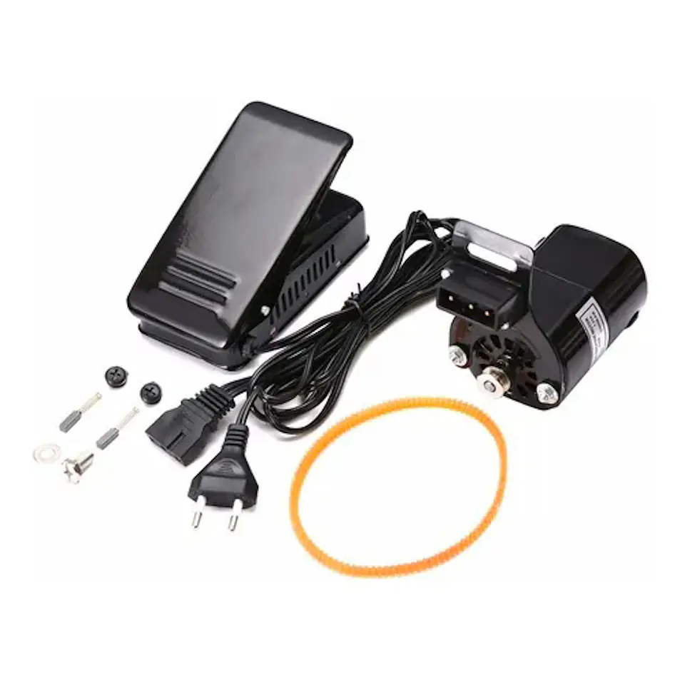 Motor para máquina de coser doméstica/externalizado, 100 W, incluye motor, acelerador (pedal), correa y pernos 1