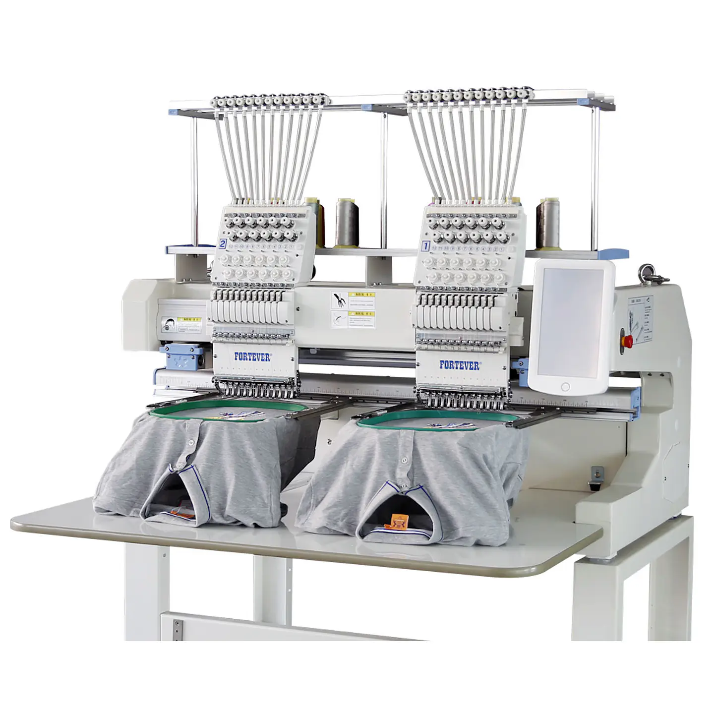 Bordadora Industrial Fortever FT-1202H – 2 Cabezales 12 Agujas | Bordado en Gorras, Uniformes y Prendas Terminadas | Área 400x500mm 3